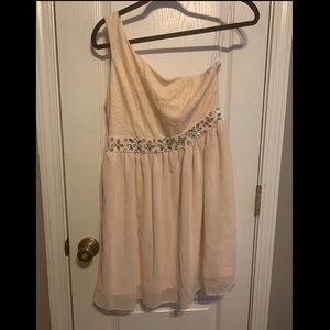 Blush, One-Shoulder Dress